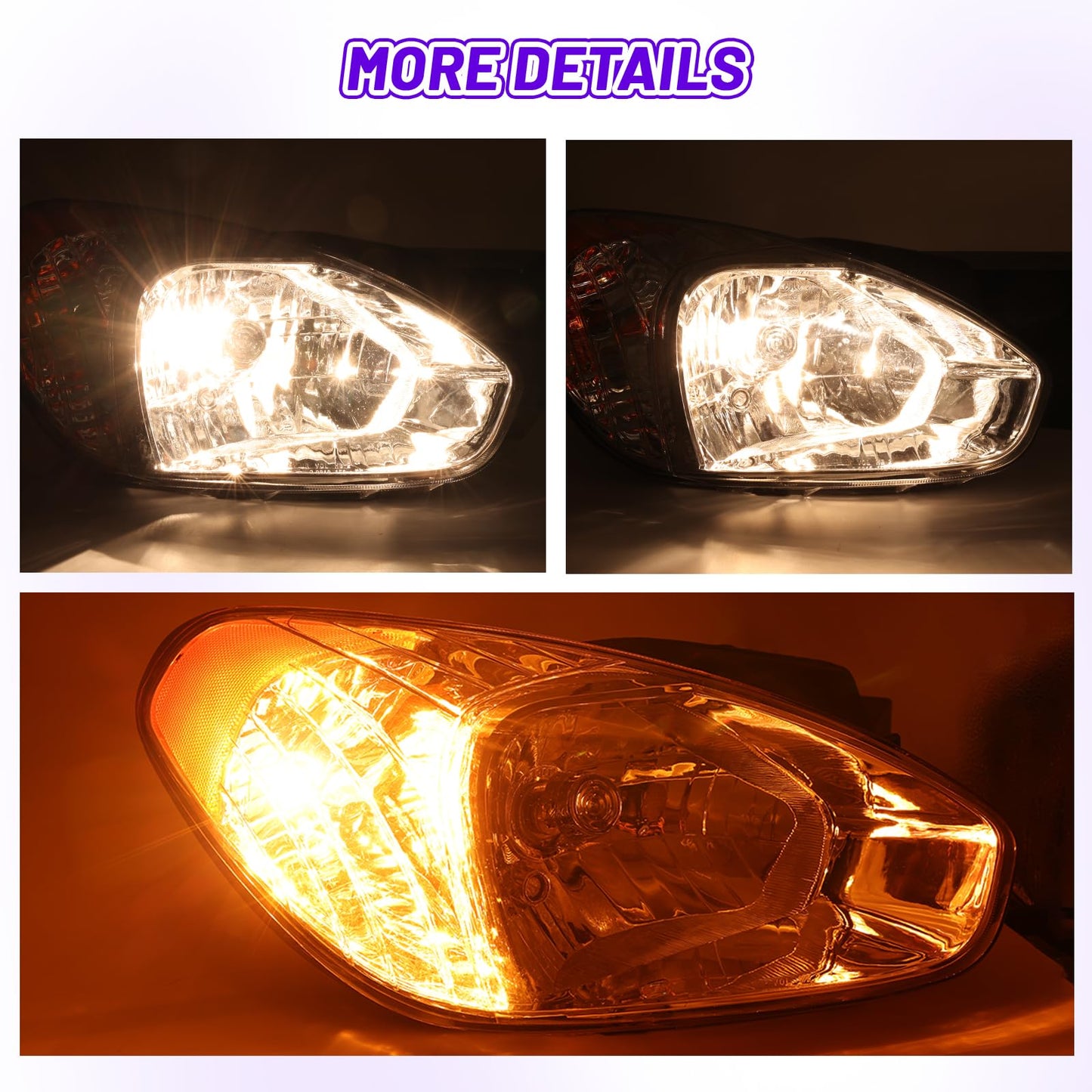 XGWZ Headlights Compatible with 2006 2007 2008 2009 2010 2011 Hyundai Accent, Passenger and Driver Side