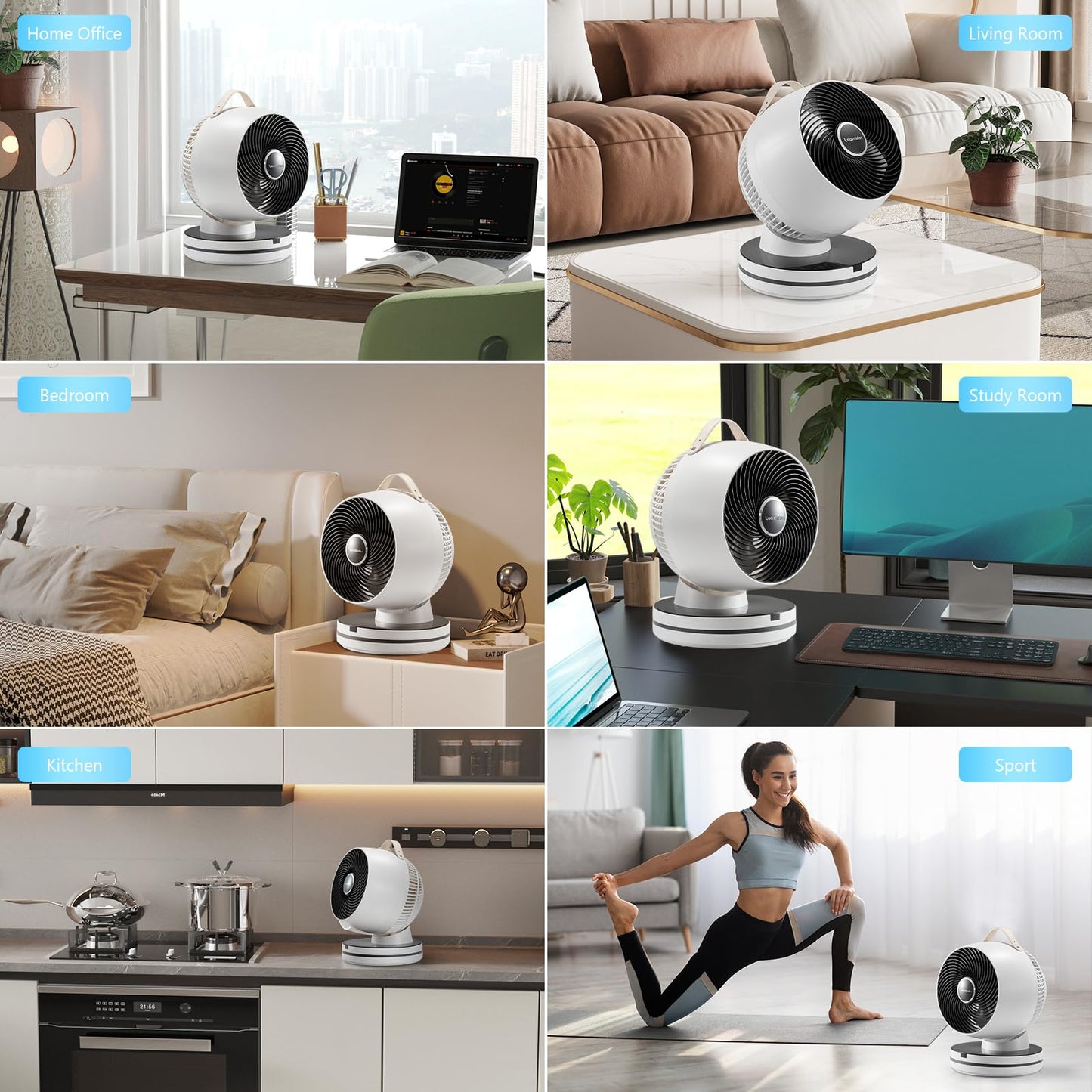 Leavesden Air Circulator Fan 0dB Quiet 15.75 Inch Table Fans for Bedroom, 12 Speeds, 12H Timer, Auto Temperature Control Oscillating Fan Desk Fan with Remote for Home Office Dorm