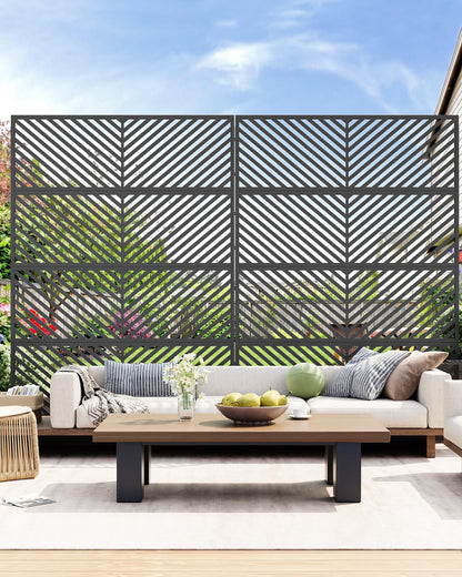 Hipicute 72" H×47" W Freestanding Metal Privacy Screen for Outdoor Patio - Heavy-Duty Rust-Resistant Decorative Fence Panel | Weatherproof Design | Patio Privacy Screen
