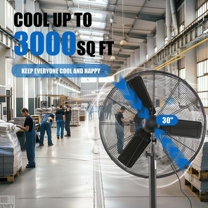 iLiving ILG8P30-72 Commercial Pedestal Floor Fan, 30-Inch, Industrial Heavy Duty Floor Standing Fan with 7261 CFM, Perfect for Home, Shop, Bedroom, Gym, Garage, Black