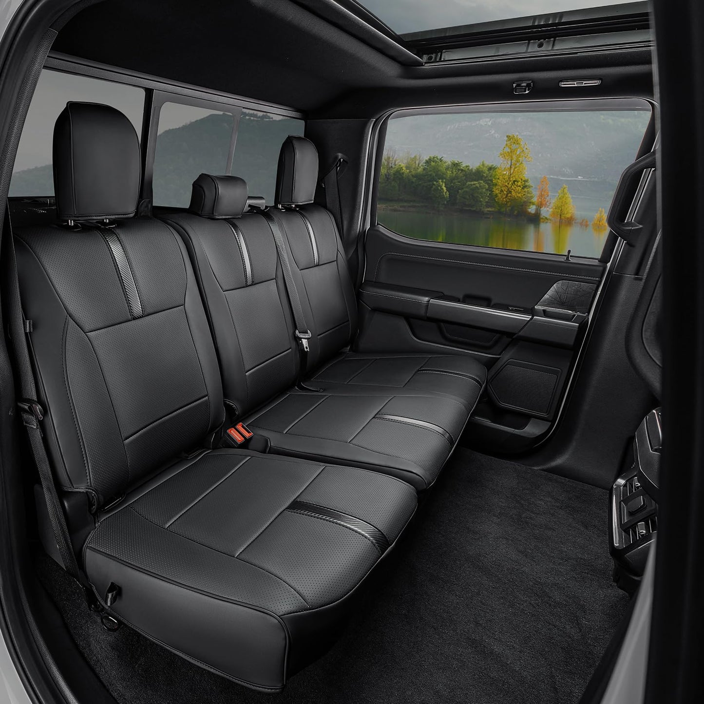 DiffCar for Ford F150 Seat Covers 2015-2023 2024 2025 2026,Full Set Leather Waterproof Black Trucks Pickup Seat Covers Custom Fit for Ford F150 Accessories,Car Seat Cover for SuperCrew/CrewCab(XL,XLT)