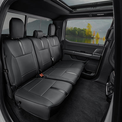DiffCar for Ford F150 Seat Covers 2015-2023 2024 2025 2026,Full Set Leather Waterproof Black Trucks Pickup Seat Covers Custom Fit for Ford F150 Accessories,Car Seat Cover for SuperCrew/CrewCab(XL,XLT)