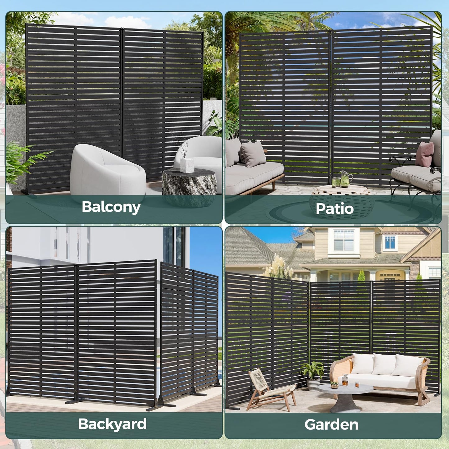Trygoal Privacy Fence Screen with Stand 6 Panel 72" H×47" W HDPE Decorative Privacy Panels with Stand, Air Conditioner Fence Panels, Privacy Screen for Outdoor Backyard, Balcony, Pool