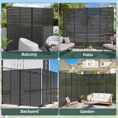 Trygoal Privacy Fence Screen with Stand 6 Panel 72" H×47" W HDPE Decorative Privacy Panels with Stand, Air Conditioner Fence Panels, Privacy Screen for Outdoor Backyard, Balcony, Pool