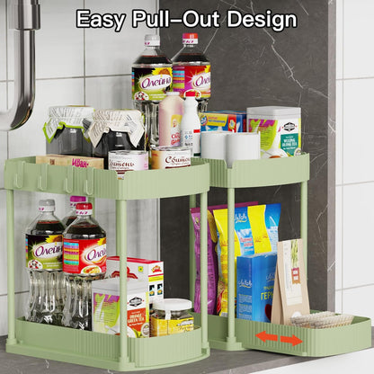Ukeetap Multi-Purpose Pull-Out Storage Organizers - Under Sink & Cabinet Solution, 14.8 Inch, Green