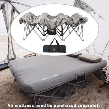 Naturehike CosyWild 2 Person Camping Cot Frame Only, Air Mattress Not Included, Folding Full Size Camping Bed Frame with Side Pocket and Carry Bag