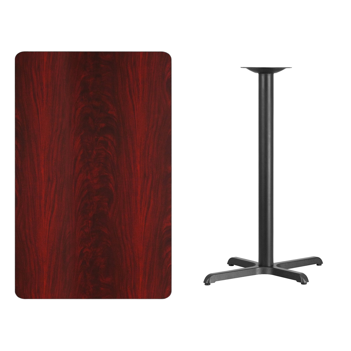 Flash Furniture Stiles 30'' x 48'' Rectangular Mahogany Laminate Table Top with 23.5'' x 29.5'' Bar Height Table Base