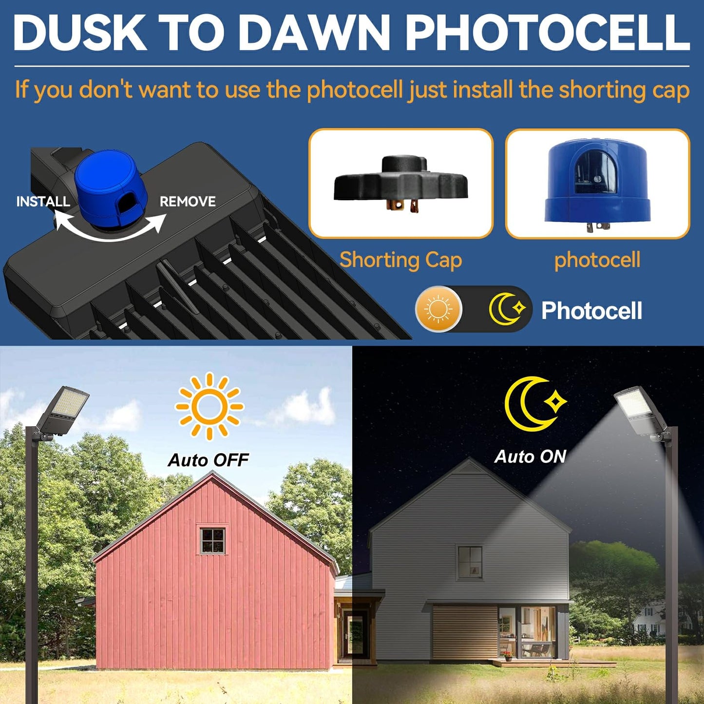 360W LED Parking Lot Light 2Pack: 250/300/360W Selectable, 57600LM 5000K LED Shoebox Light with Photocell, Arm Mount Flood Light, Commercial Outdoor Area Lighting for Driveway Stadium Roadways, ETL
