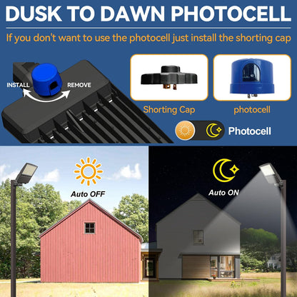 360W LED Parking Lot Light 2Pack: 250/300/360W Selectable, 57600LM 5000K LED Shoebox Light with Photocell, Arm Mount Flood Light, Commercial Outdoor Area Lighting for Driveway Stadium Roadways, ETL