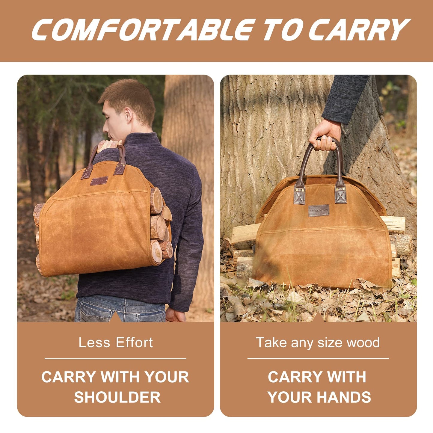 Bundle of Firewood Carrier, and 16.5" Firebacks for Fireplace, Steel Fireplace Back Plates with Feet