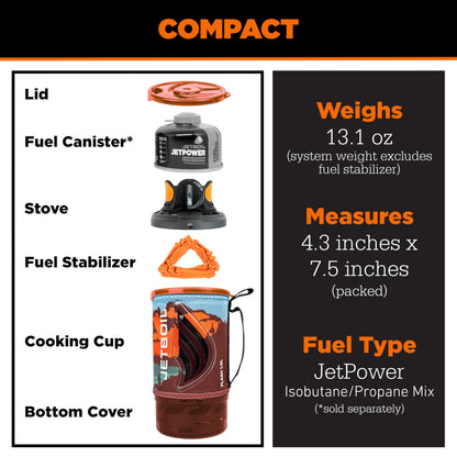 Jetboil Flash 1.0L Portable Fast Boil Stove for Camping and Backpacking with 1-Step Auto Ignition, Propane/Isobutane Burner with Cooking Cup, Mountainscape