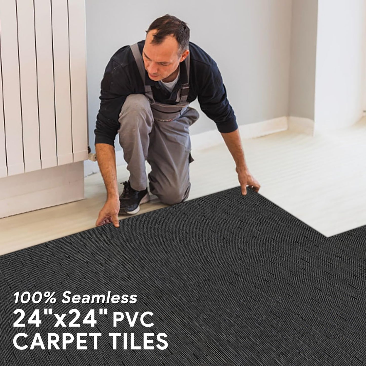 Fasarxiu 24" x 24" Waterproof PVC Carpet Tiles Non-Slip Carpet Floor Tiles High-Grade Fire-Rated Carpet Squares Easy DIY for Office,Gym,Living Room,Restaurant - Case of 15 (60 sq. ft.) \