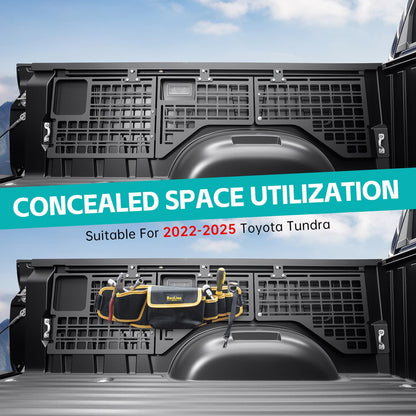 OUSUWO Side Truck Bed Molle Panel Rack System Compatible with 2022 2023 2024 2025 Toyota Tundra 5.5FT Accessories Cargo Storage Organizer Tools Rack Fit for 22-25 Toyota Tundra Accessories