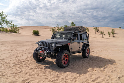 Rugged Ridge | Outland Roof Top Tent For Camping & Hiking, fits Jeeps, Trucks, & SUVs | 11704.05 | Fits equipped with a tent-compatible rack system For 3 Person