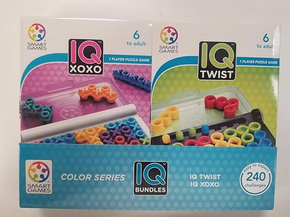 SmartGames IQ Bundles Color Series: IQ Twist &amp IQ XOXO 240 Challenges for Ages 6-Adult
