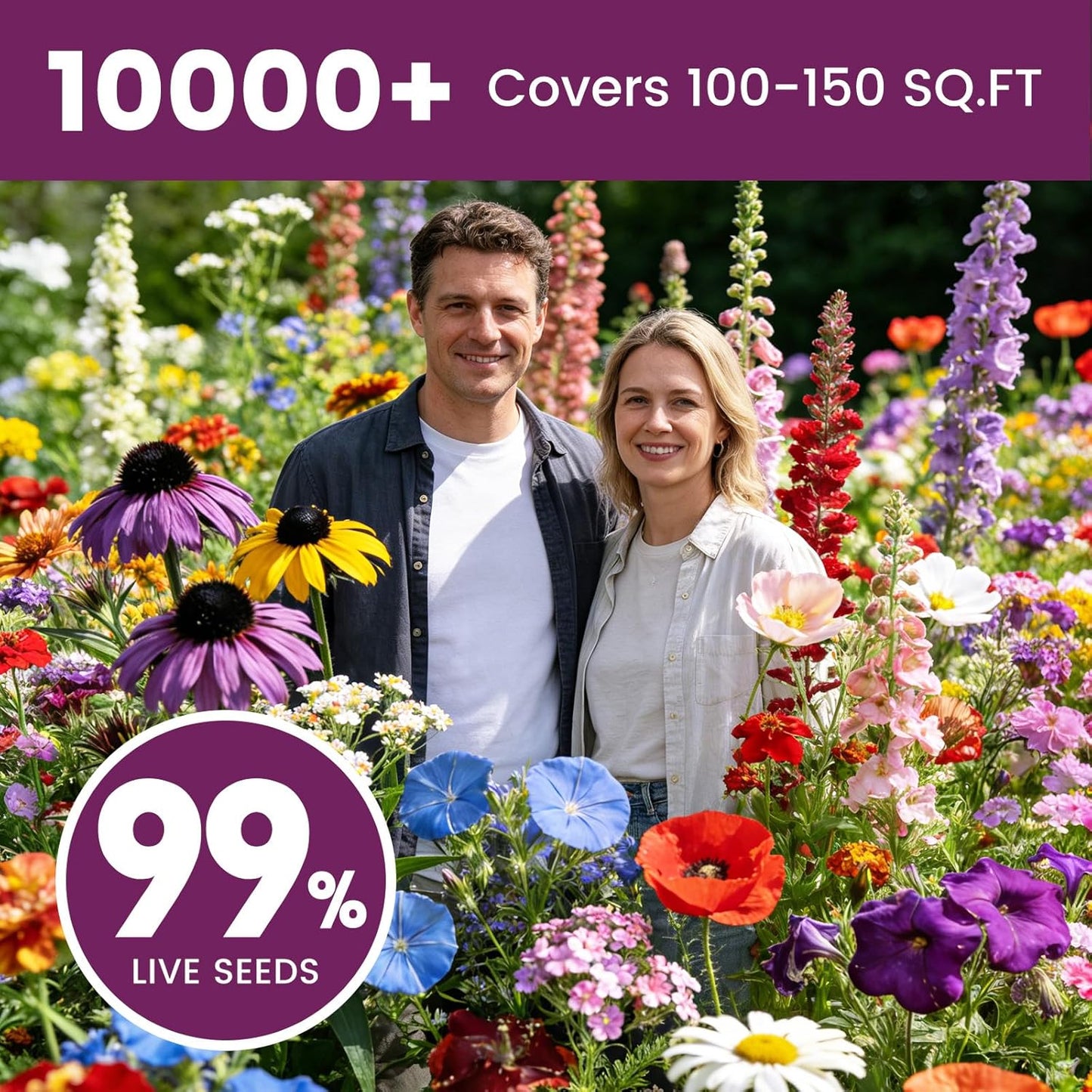 Wildflower Seeds | 10,000+ Bulk Butterfly & Hummingbird Mix | 21 Variety Heirloom Flower Seeds