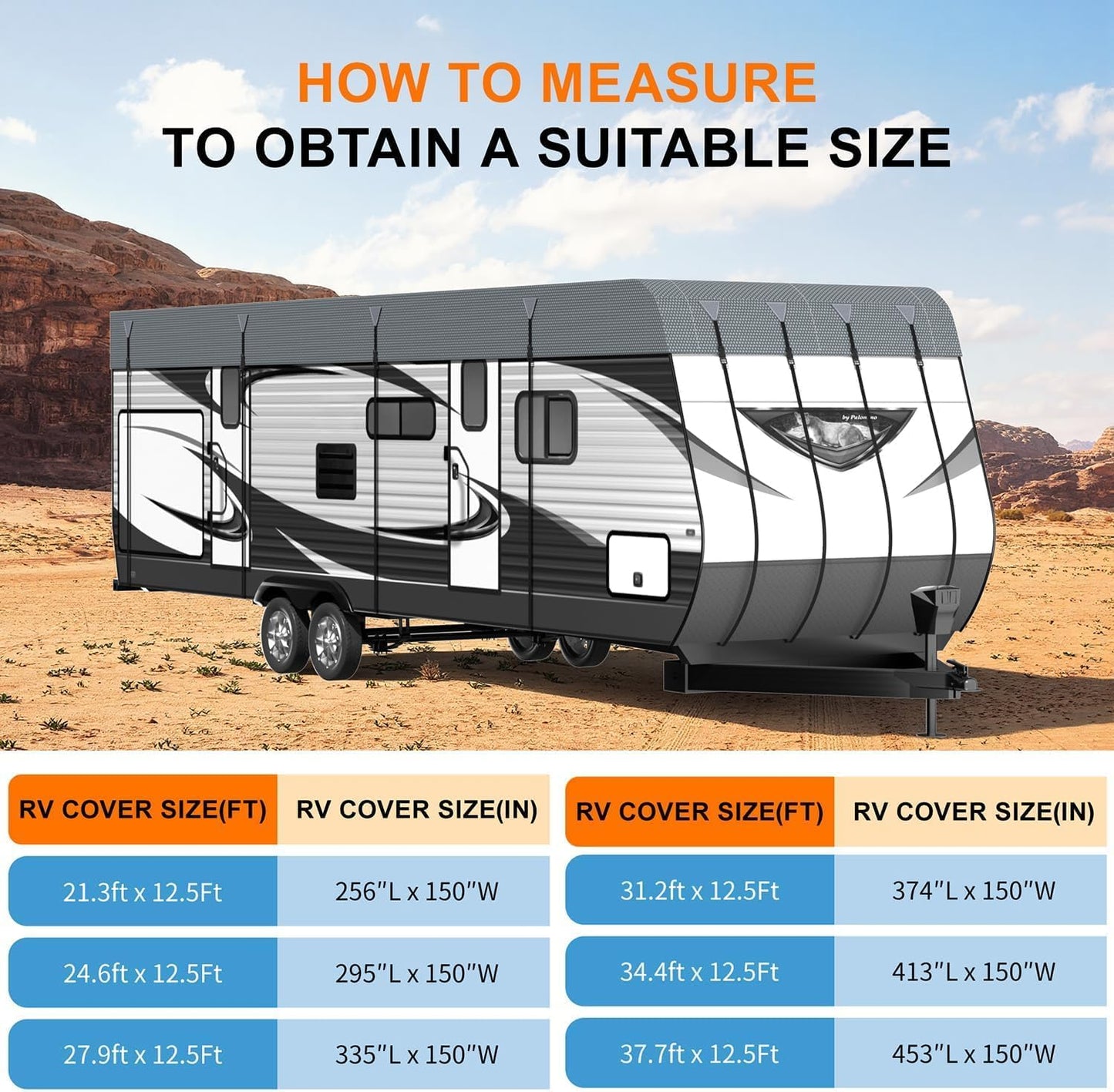 Camper Trailer Rv Roof Cover - Utility Travel Class A/B/C Pop Up Heavy Duty Covers 5th Wheel Sun Shade Motorhome Heat Equipment Motor Home Canopy Waterproof Tarp Heavy Hail Canvas,37.7 FT x12.5 FT