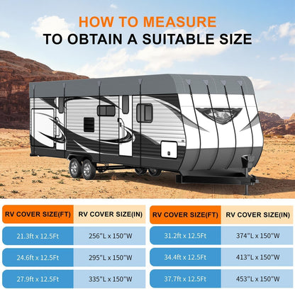 Camper Trailer Rv Roof Cover - Utility Travel Class A/B/C Pop Up Heavy Duty Covers 5th Wheel Sun Shade Motorhome Heat Equipment Motor Home Canopy Waterproof Tarp Heavy Hail Canvas,31.2 FT x12.5 FT
