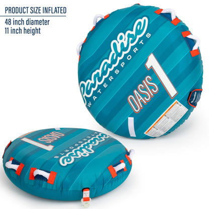 NorEast Outdoors Paradise Water Sports - Oasis Towable Tube for Boating - 1 Rider, Teal/Red