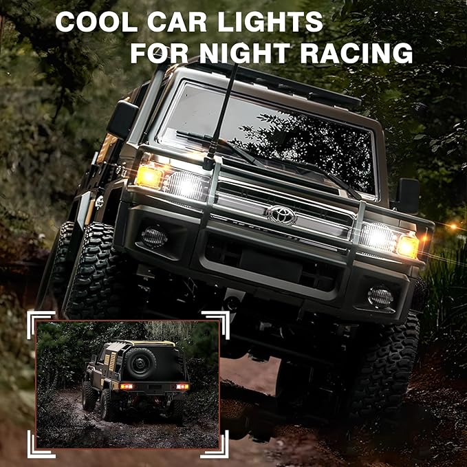 1/12 Scale RC Crawler MN-82S LC79 RTR RC Truck 4x4 Off Road Vehicles 2.4GHz RC Rock Crawler Car with LED Lights 7.4V 1200mAh Battery for Adults Hobby Toys (Black)