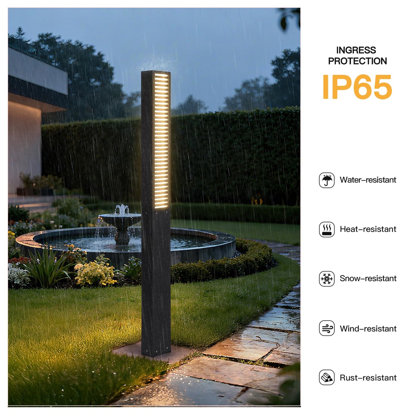 MVBT Landscape Path Lights AC100-240V, 71" Tall Driveway Lights Waterproof, Modern Pathway Light Wired, LED Bollard Light, Lawn Lamp 3000K Lighting for Yard Patio Garden Walkway Sidewalk Commercial