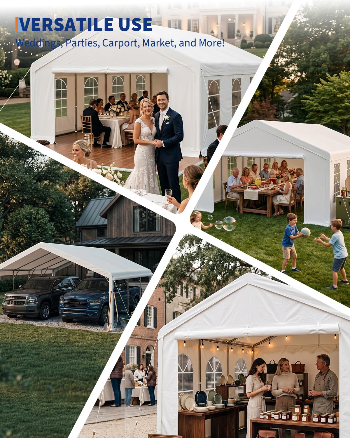 20x33 FT Outdoor Party Wedding Event Canopy Tent, Galvanized Steel Frame Shelter with Mesh Screen & Roll-Up Double Doors, Waterproof PE Cover, Removable Sidewalls and Windows