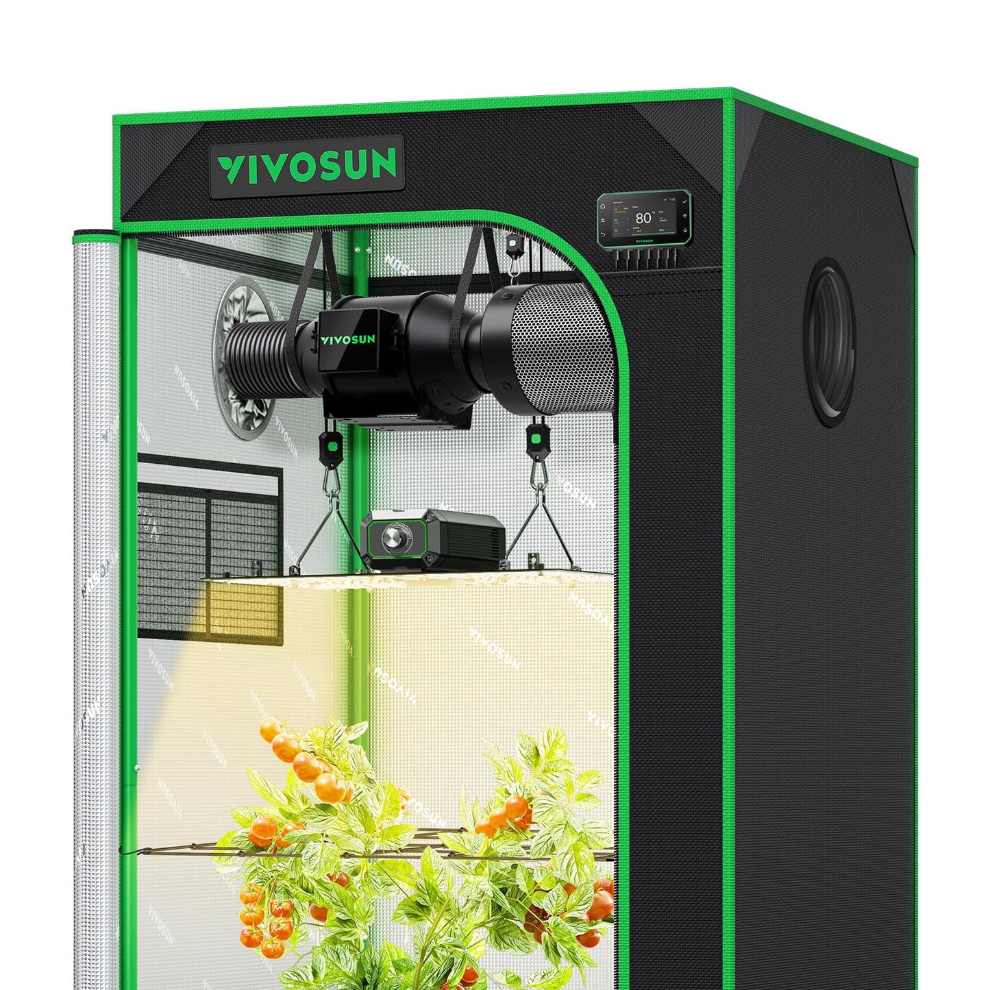 VIVOSUN GIY Smart Grow Tent System 2x2, WiFi-Integrated Grow Tent Kit, with Automate Ventilation and Circulation, Schedule Full Spectrum 100W LED Grow Light, and GrowHub E42A+ Controller