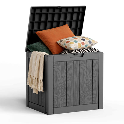 MAIUSCOLI 30 Gallon Outdoor Deck Box, Lockable Waterproof Outdoor Storage Boxes For Garden Tools,Indoor Cushions,Accessories Outside Storage Resin Weatherproof Container(Black)