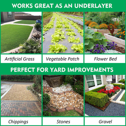 Kdgarden Premium 5oz Pro Weed Barrier Landscape Fabric Ground Cover Heavy Duty Commercial Anti-Weed Gardening Mat, 6ft x 300ft, Black