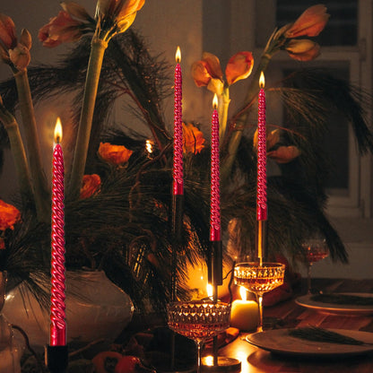 Kemladio 4 pcs 10 inch Taper Candles,Burning Unscented Tapered 7.5 hrs,Fancy Dinner,Tall Candle Sticks, Halloween Party Decorations (8pcs, Red)