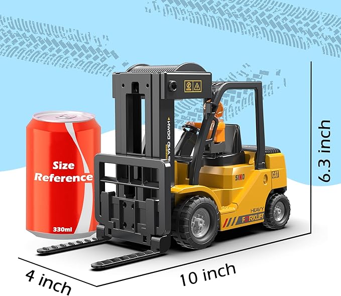 RC Forklift Truck 2 in 1 Transform Lift Fork &amp Hook Kids Forklift Toy 11 Channel Remote Control Forklift for Adults 2 Battery Spray Light RC Construction Vehicles Toy for Kids 6+ Gift