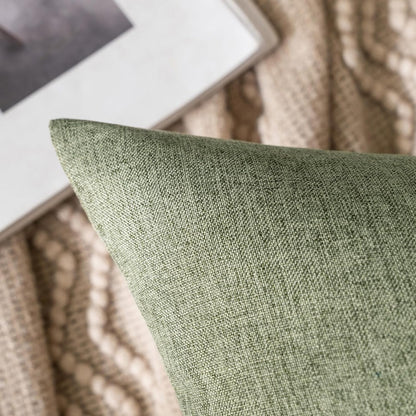 MIULEE Decorative Outdoor Throw Pillow Covers - Waterproof Faux Linen Cushion Cases | 20x12 Inch Dark Green (Pack of 2)