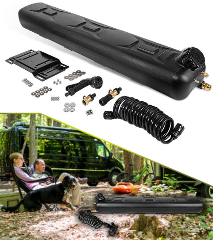 Portable 8-Gallon Pressurized Water Tank for Camping Showers, Roof-Rack Shower, Overlanding, Water Storage & Outdoor Activities Water Supply - Roof Rack Mount for Trucks & Off Road Vehicles