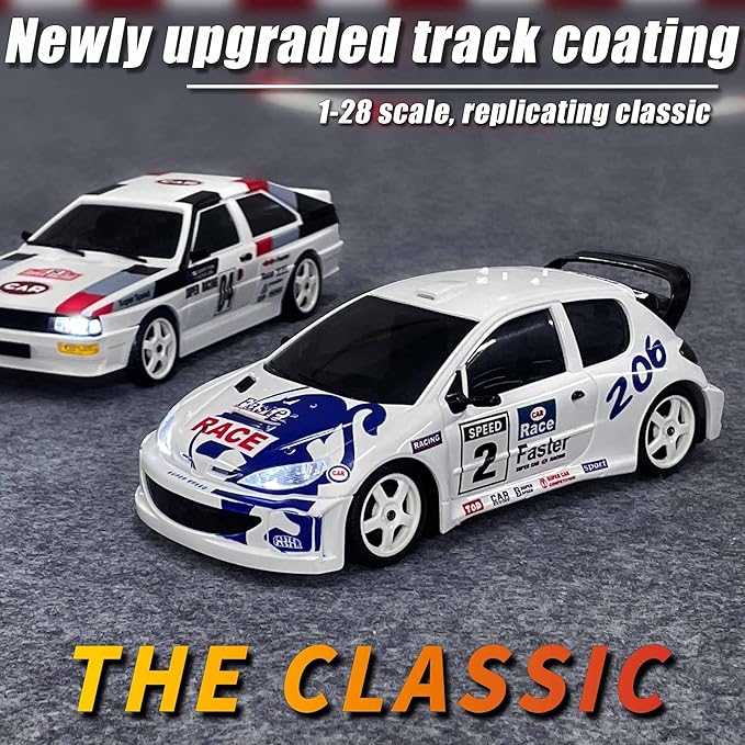 LDRC 2803PRO 1/28 Mini RC Drift Car GTR 2.4GHz 4WD RTR with Gyro and 4PCS Drift Tires Racing Radio Control Cars (White)