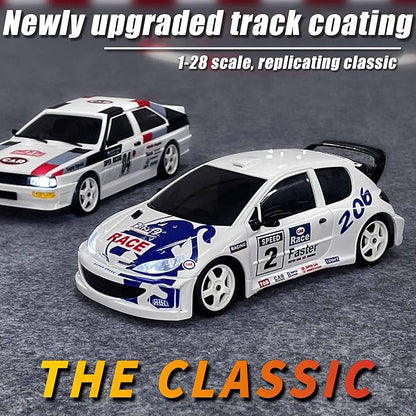 LDRC 2802PRO 1/28 Mini RC Drift Car GTR 2.4GHz 4WD RTR with Gyro and 4PCS Drift Tires Racing Radio Control Cars (White)