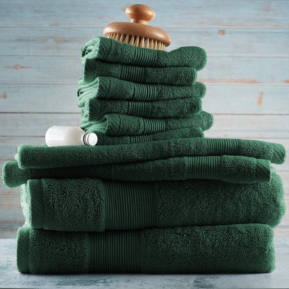 Hearth & Harbor Bath Towels - Ultra Soft 100% Ring Spun Cotton Set of 10 | Highly Absorbent - Hunter Green