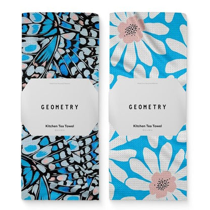 GEOMETRY Spring Kitchen Towels - Quick Dry Microfiber Cloth Spring & Summer Dish Towels for Kitchen Drying - Premium Quick Dry Towel - Flutter Bloom, 18" x 30" - 2-Pack