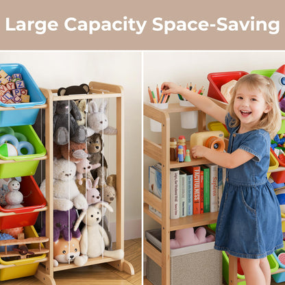 mirolam Toy Storage Organizer with Bookshelf and Stuffed Animal Storage - Playroom Organization with Shelves and 12 Bins - Living Room Box for Lego - Bedroom Decor Essential