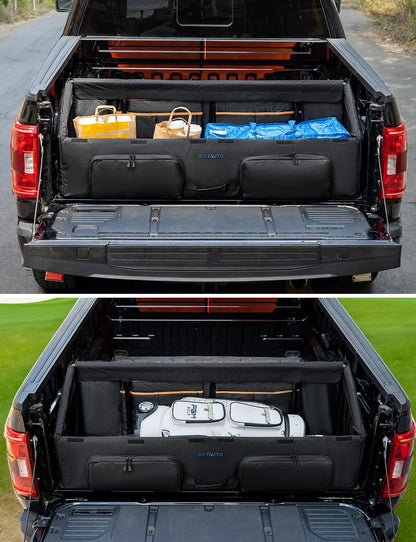 ISSYAUTO Full Size Truck Bed Cargo Box Organizer for Pickup, Waterproof Truck Bed Cargo Bag, Storage Organizer Carrier Accessories for Groceries, Golf, Easily Slide in and Out, Easy Access