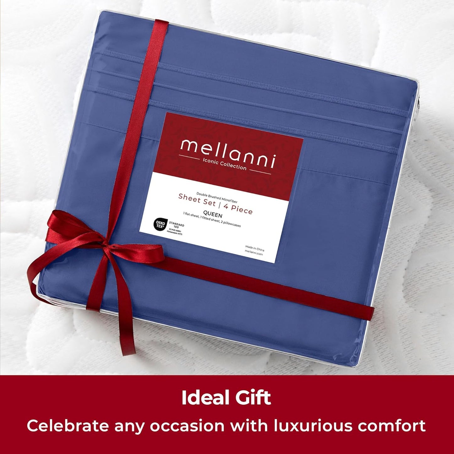 Mellanni Twin XL Sheets Set - 3 PC Hotel Luxury Bedding - Extra Soft, Cooling, Stain Resistant | Blue Nova