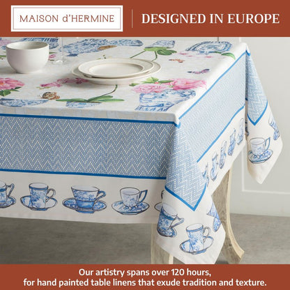 Maison d' Hermine Table Cloth Square Table 100% Cotton 60 x 60 Inches Tablecloth Reusable Decorative for Dining Kitchen Room Farmhouse Home Gifts for Mothers Day Spring Summer - Canton