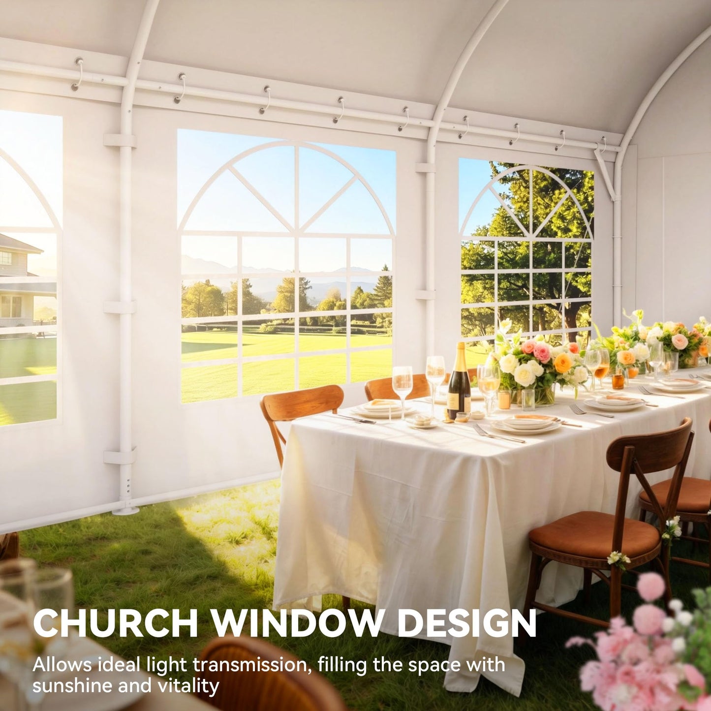YITAHOME 20x40FT Party Tent Outdoor Wedding Event Shelters Arch Top Heavy Duty Galvanized Steel Arch Top Canopy with Large White Roof, Removable Sidewalls & 3 Storage Bags