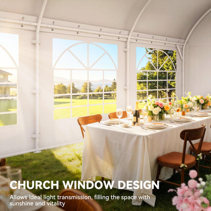 YITAHOME 20x40FT Party Tent Outdoor Wedding Event Shelters Arch Top Heavy Duty Galvanized Steel Arch Top Canopy with Large White Roof, Removable Sidewalls & 3 Storage Bags