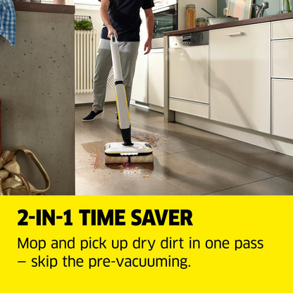 Kärcher FC 7 Cordless All-in-One Hard Floor Cleaner with 4-Roller Technology for Simultaneous Wet and Dry Debris Removal
