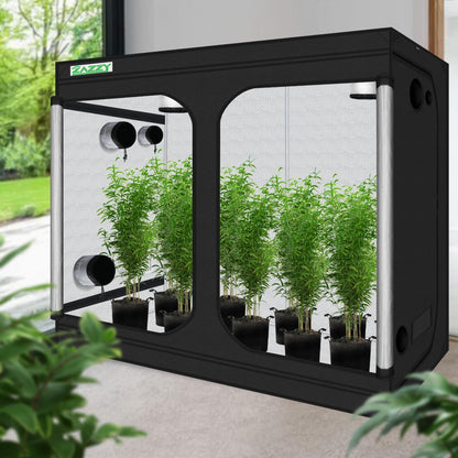 zazzy Grow Tent, 120"x60"x78" Hydroponic Mylar Grow Tent Reflective Garden Growing Dark Room with Observation Window, Removable Floor Tray and Tool Bag for Indoor Plant Growing 10x5