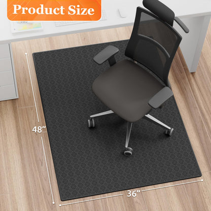 KMAT Office Chair Mat, 36x48in Heavy Duty Hardwood/Tile Floor Protector, Floor Mat Computer Desk Mat for Rolling Chairs, Work, Study, Office, Black