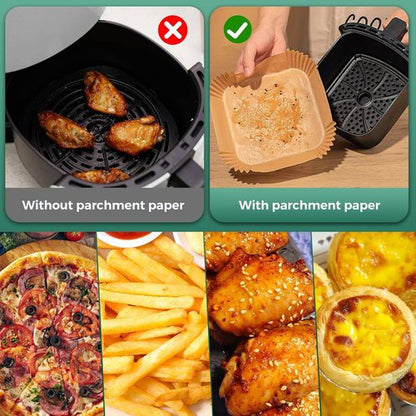 COSORI Disposable Air Fryer Liners - 100PCS Parchment Paper Sheets for 2 QT Mini Air Fryer | 4.7 Inch Square