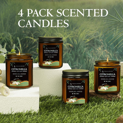 Citronella Candle, Indoor Outdoor Lemongrass Scented Candle，Natural Soy Wax Jar Candle, 50-Hour Burn Time, 7 oz