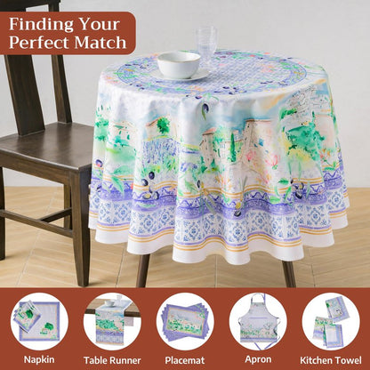 Maison d'Hermine Premium Table Cloth Round Table 100% Cotton 70 Inches Tablecloth Reusable Decorative Everyday Use for Dining Room, Farmhouse, Home, Party, Festive & Wedding - Luberon