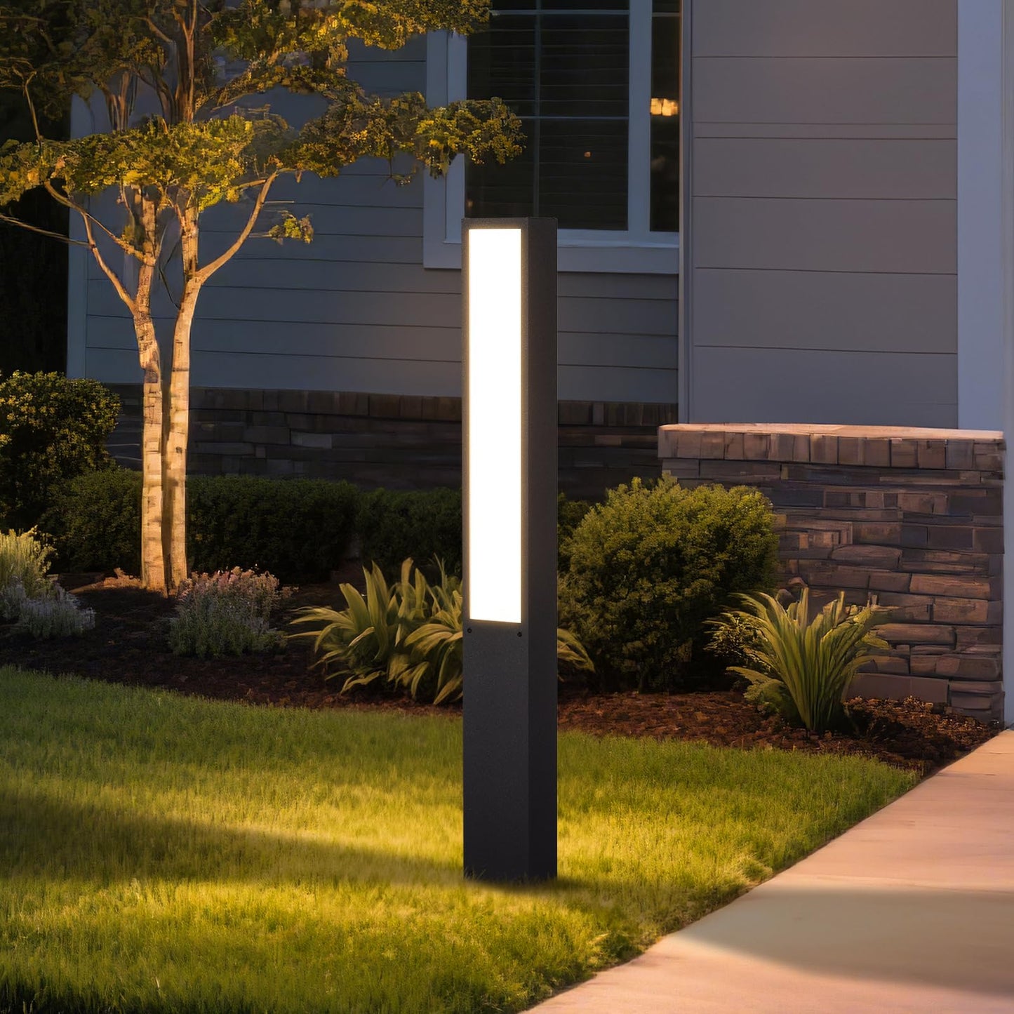 MVBT 39.4" Landscape Path Lights, AC100-240V Outdoor Pathway Lights Wired, Bollard Light IP65 Waterproof, Modern Driveway Light, LED Bollard Landscape Lighting Walkway Lamp for Lawn Patio Garden Yard